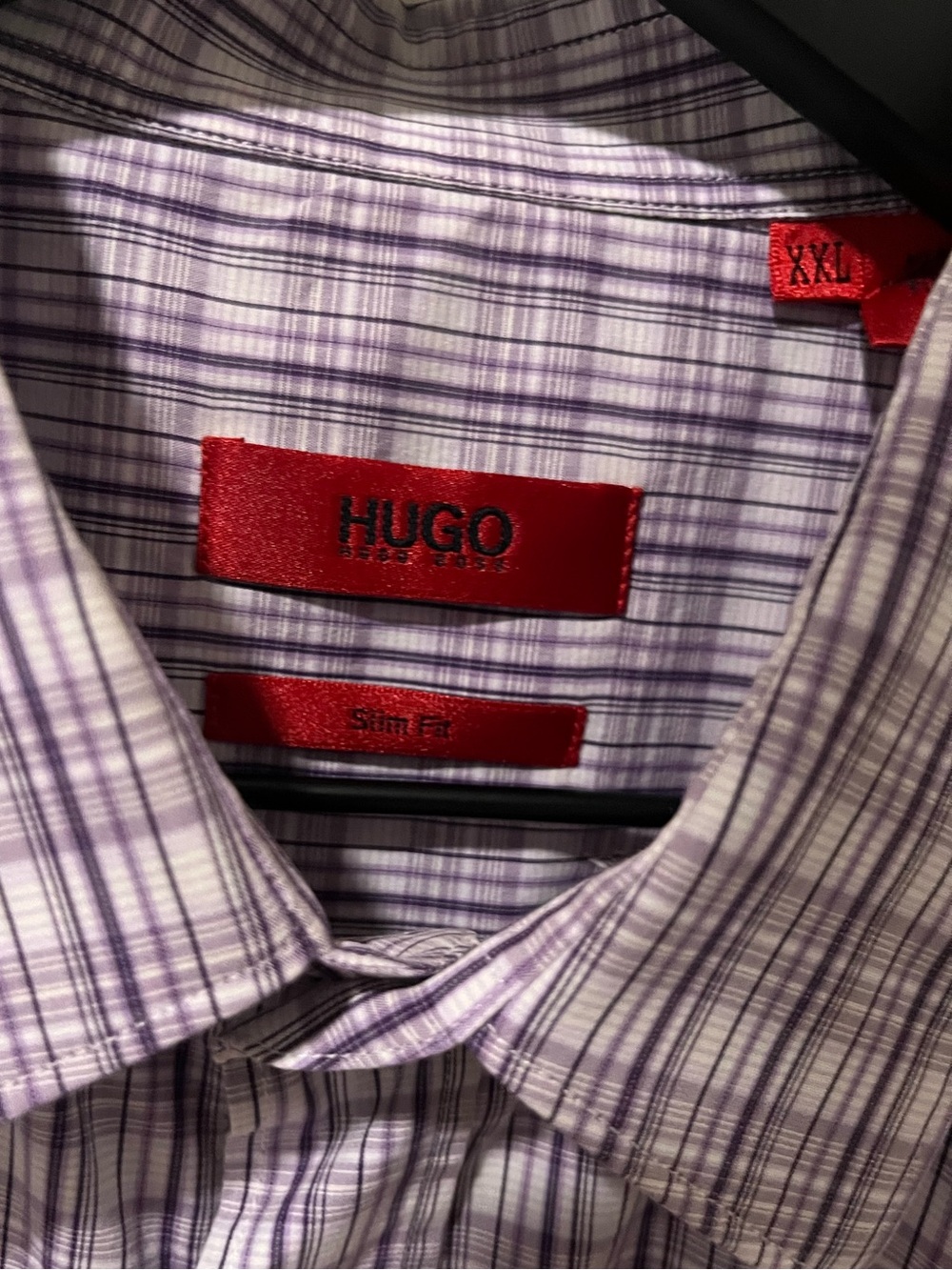 HUGO Purple and White Plaid Dress Shirt - Picture 3 of 7